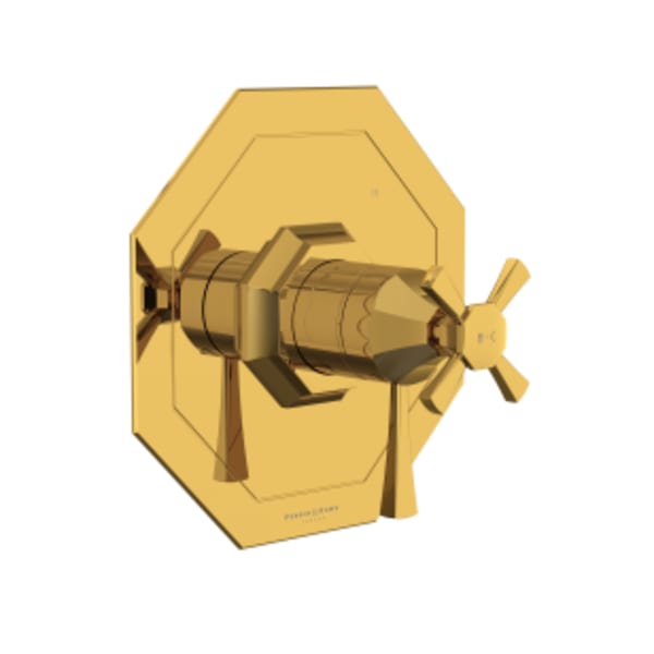 Deco™ 1/2" Therm & Pressure Balance Trim With 3 Functions in Unlacquered Brass