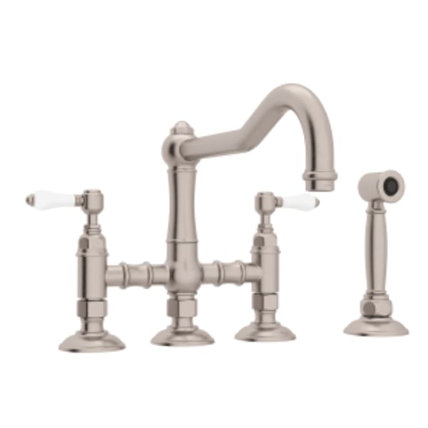 Acqui® Bridge Kitchen Faucet With Side Spray in Satin Nickel