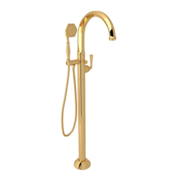 Palladian® Single Hole Floor Mount Tub Filler Trim in Italian Brass