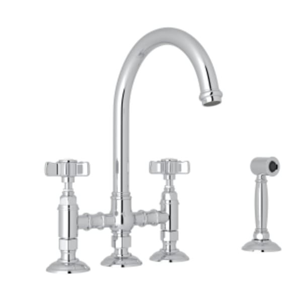 San Julio® Bridge Kitchen Faucet With Side Spray in Polished Chrome