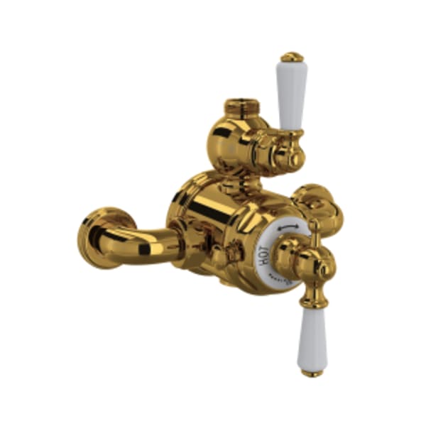 Edwardian™ 3/4" Exposed Therm Valve With Volume And Temperature Control in Unlacquered Brass