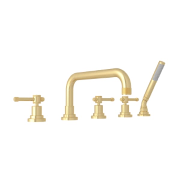 Campo™ 5-Hole Deck Mount Tub Filler in Satin Unlacquered Brass