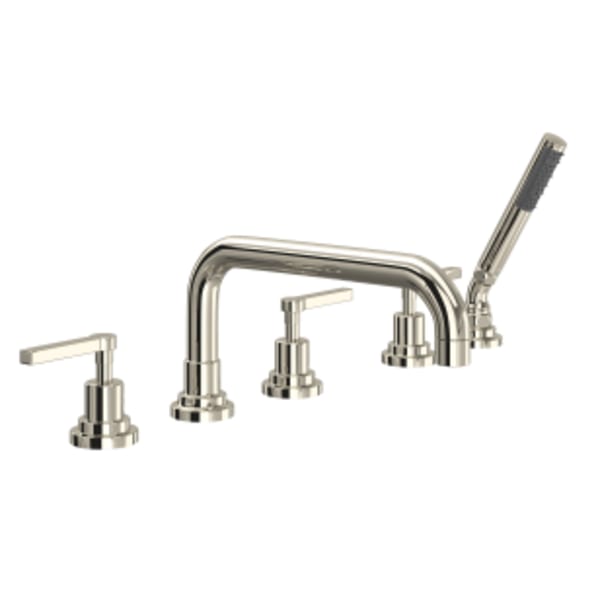 Lombardia® 5-Hole Deck Mount Tub Filler With U-Spout in Polished Nickel