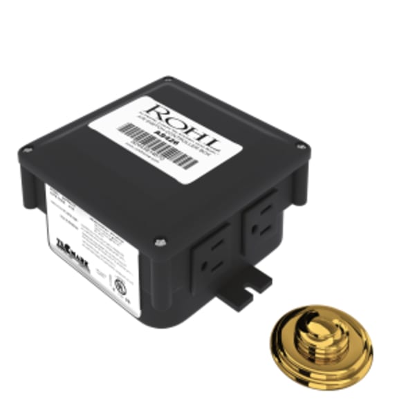 Waste Disposal Control Box With Air Switch Button in Unlacquered Brass