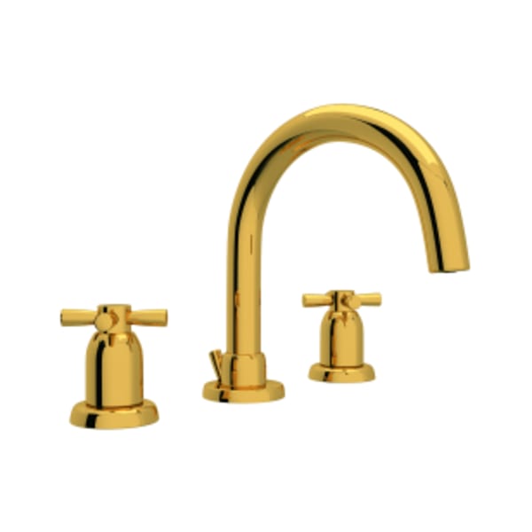 Holborn™ Widespread Lavatory Faucet With C-Spout in Unlacquered Brass