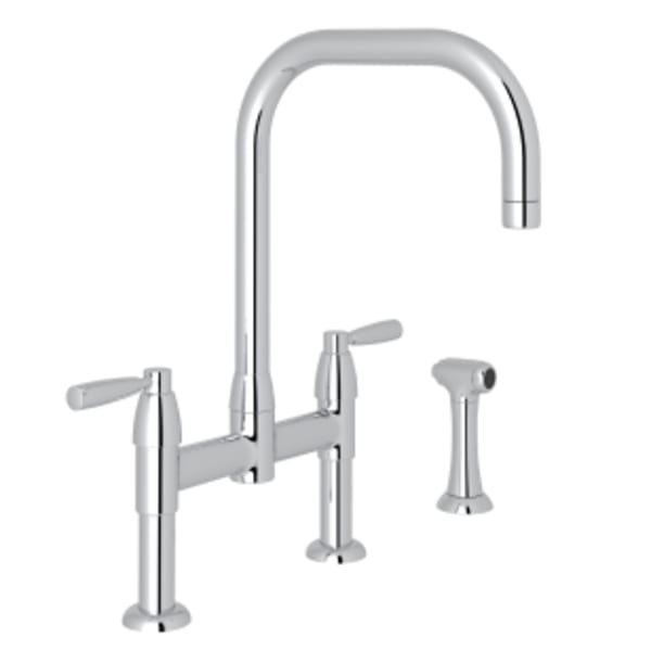 Holborn™ Bridge Kitchen Faucet With U-Spout and Side Spray in Polished Chrome