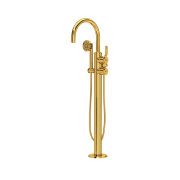 Armstrong™ Single Hole Floor Mount Tub Filler Trim With C-Spout in Unlacquered Brass