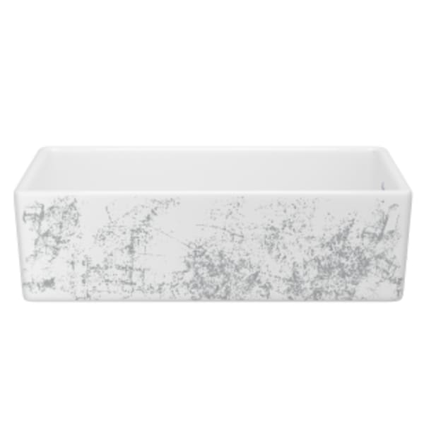 Shaker™ 36" Single Bowl Farmhouse Apron Front Fireclay Kitchen Sink With Metallic Design in Metallic Silver