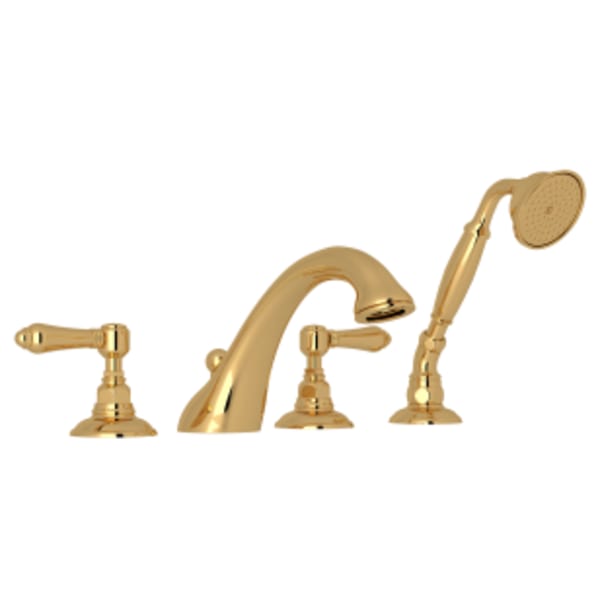 Viaggio® 4-Hole Deck Mount Tub Filler in Unlacquered Brass
