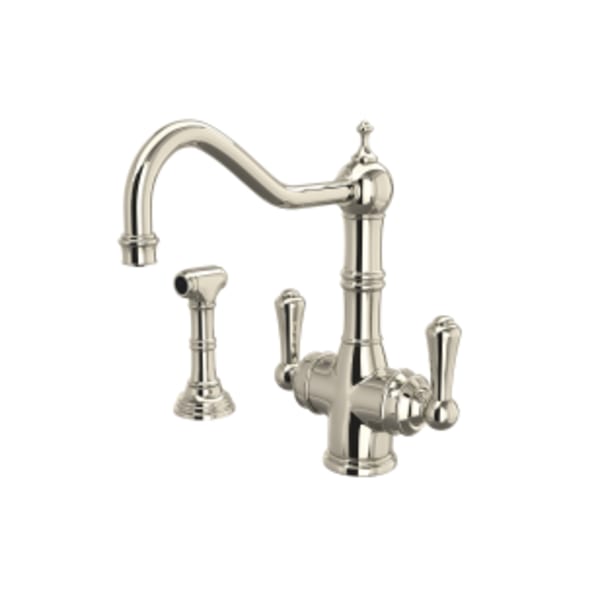 Edwardian™ Two Handle Filter Kitchen Faucet With Side Spray in Polished Nickel