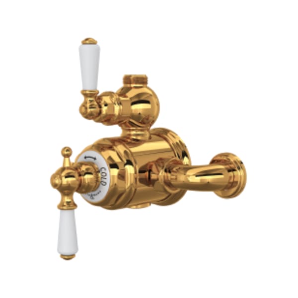 Edwardian™ 3/4" Exposed Therm Valve With Volume And Temperature Control in English Gold