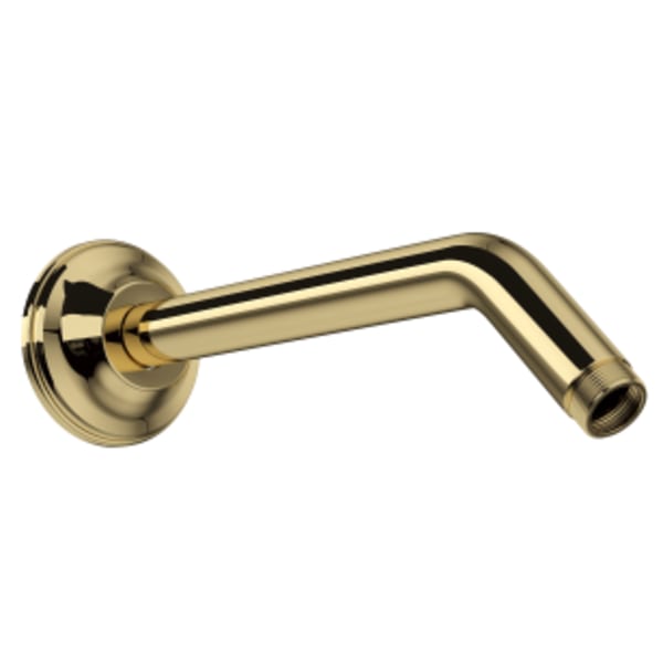 9" Reach Wall Mount Shower Arm in Unlacquered Brass