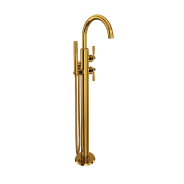 Holborn™ Single Hole Floor Mount Tub Filler Trim With C-Spout in English Gold