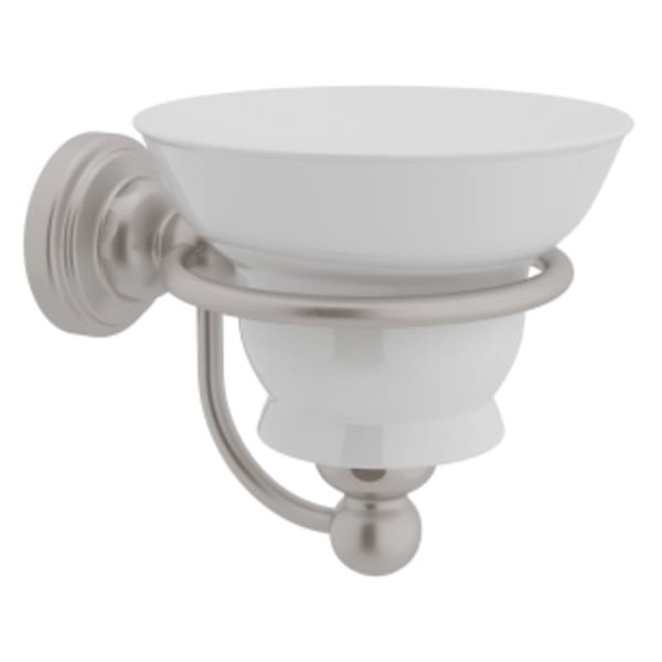 Wall Mount Porcelain Soap Dish in Satin Nickel
