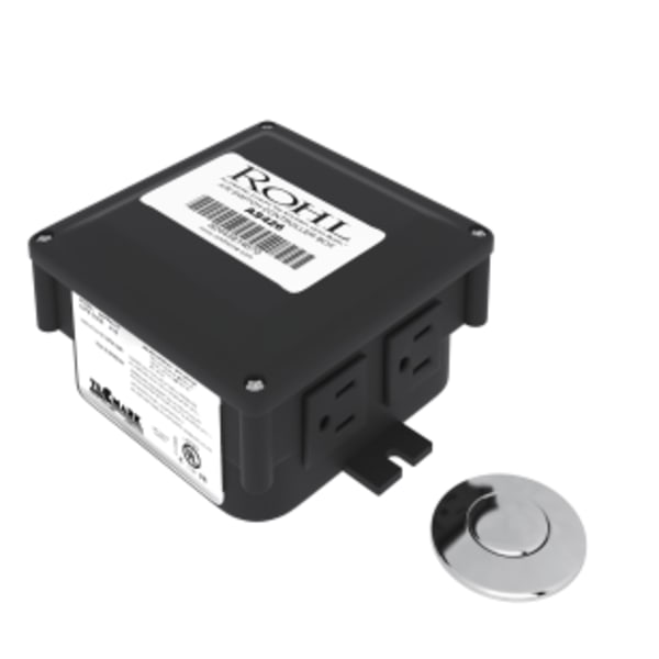Waste Disposal Control Box With Air Switch Button in Polished Chrome