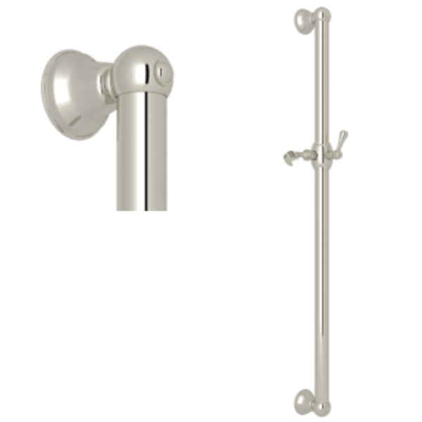 36" Grab Bar With Sliding Handshower Holder in Polished Nickel
