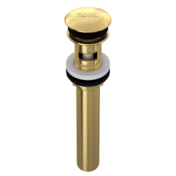 Push Drain With Overflow in Satin Unlacquered Brass