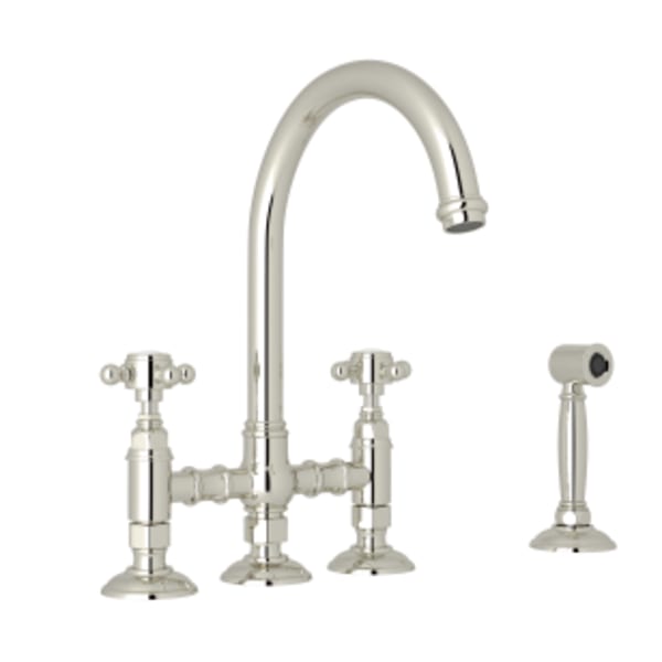 San Julio® Bridge Kitchen Faucet With Side Spray in Polished Nickel