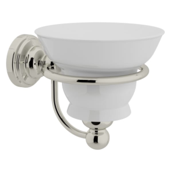 Wall Mount Porcelain Soap Dish in Polished Nickel