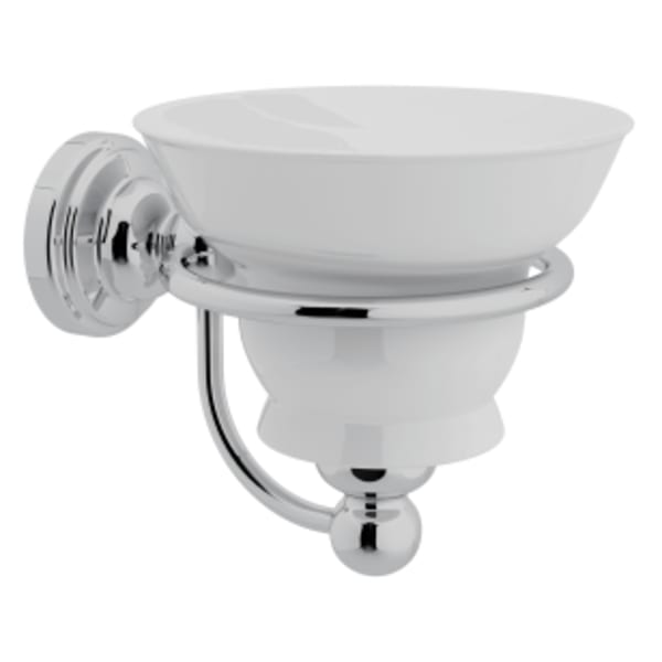 Wall Mount Porcelain Soap Dish in Polished Chrome