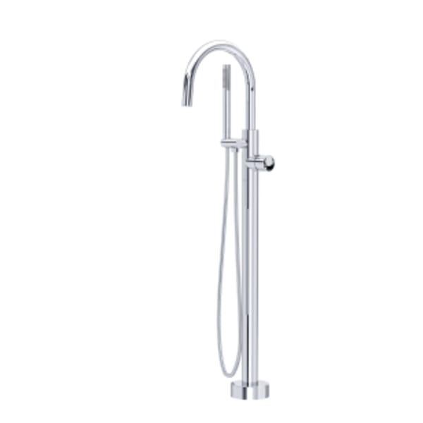 Eclissi™ Single Hole Floor Mount Tub Filler Trim With C-Spout in Polished Chrome