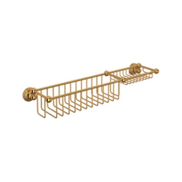 20" Bottle Basket With Soap Tray in English Gold