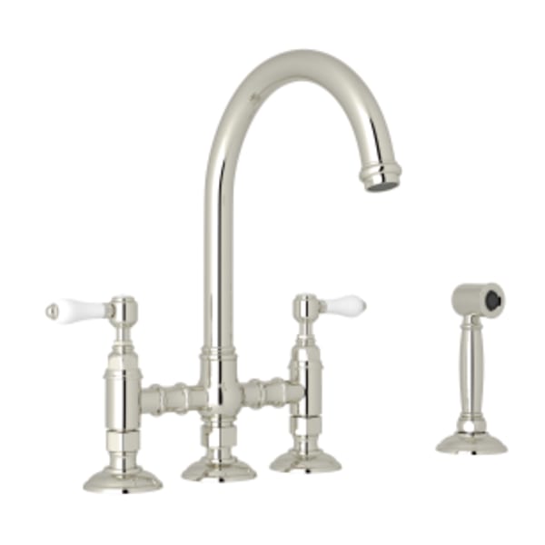 San Julio® Bridge Kitchen Faucet With Side Spray in Polished Nickel