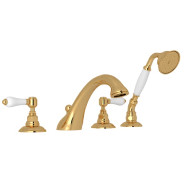 Viaggio® 4-Hole Deck Mount Tub Filler in Italian Brass