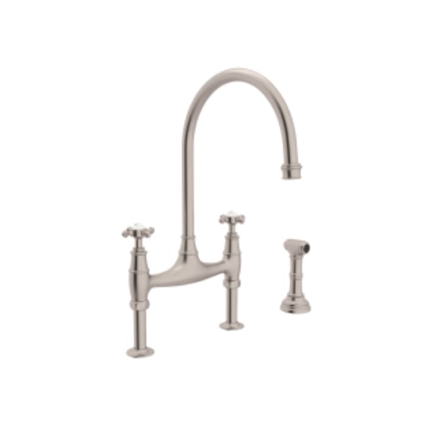 Georgian Era™ Bridge Kitchen Faucet With Side Spray in Satin Nickel