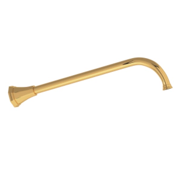 15" Reach Wall Mount Shower Arm With Octagonal Escutcheon in English Gold