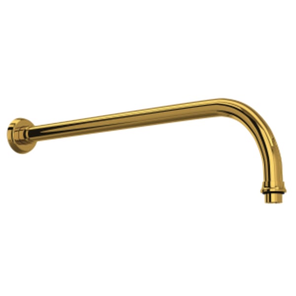 15" Reach Wall Mount Shower Arm in Unlacquered Brass