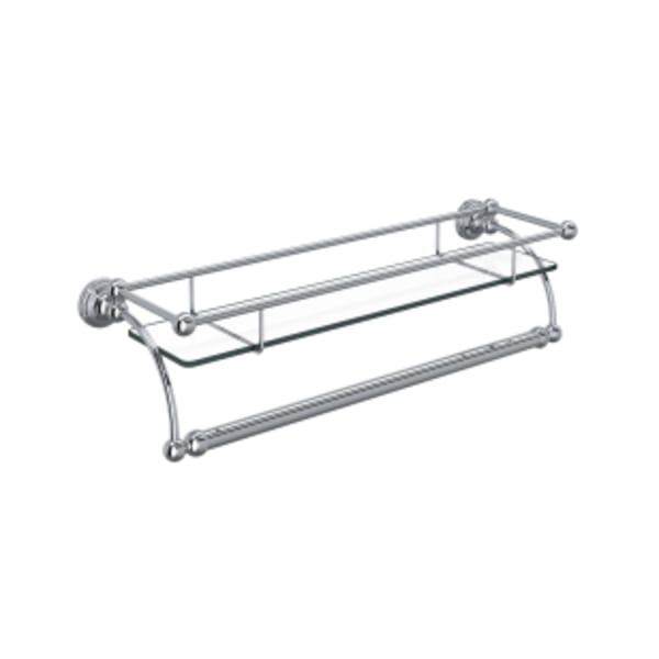Wall Mount Glass Vanity Shelf in Polished Chrome
