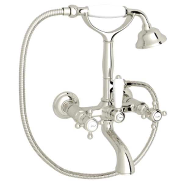 Exposed Wall Mount Tub Filler in Polished Nickel