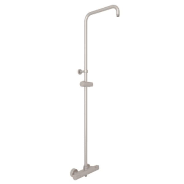 Exposed Wall Mount Thermostatic Shower With Diverter in Satin Nickel