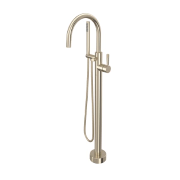 Knurled Single Hole Floor Mount Tub Filler Trim in Satin Nickel