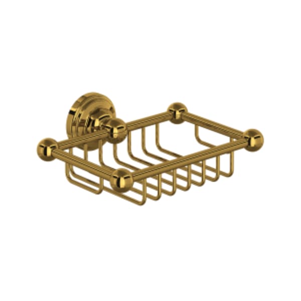 Wall Mounted Soap Basket in Unlacquered Brass
