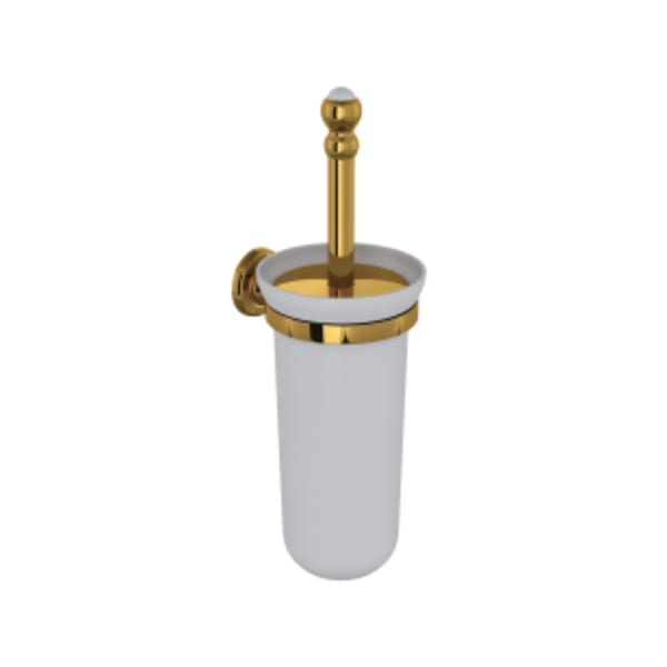 Wall Mount Toilet Brush Holder in Unlacquered Brass