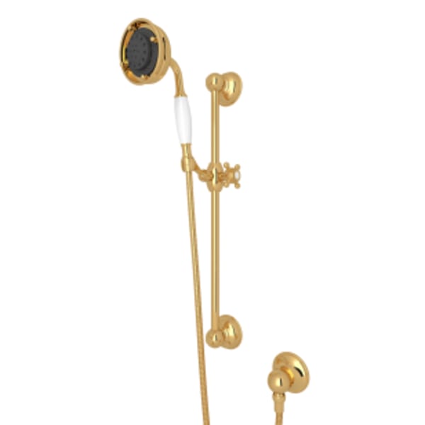 Handshower Set With 22" Slide Bar and 3-Function Handshower in Italian Brass