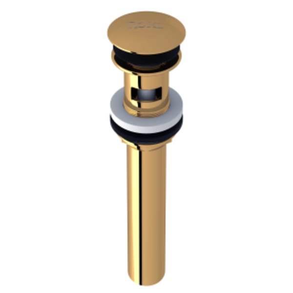 Push Drain With Overflow in Unlacquered Brass