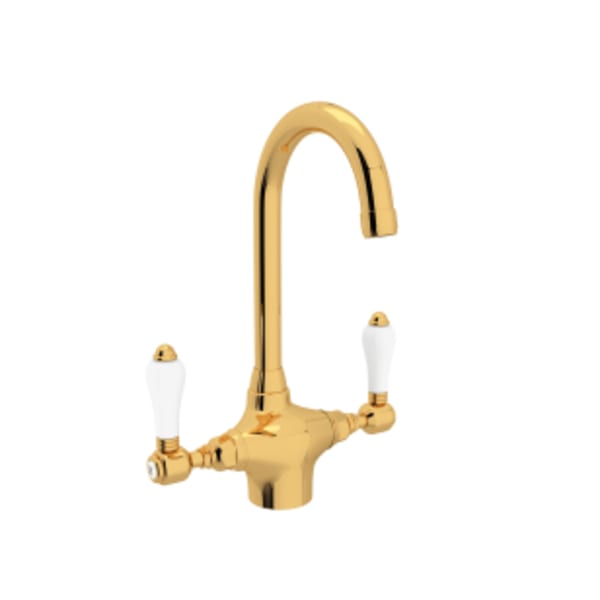 San Julio® Two Handle Bar/Food Prep Kitchen Faucet in Unlacquered Brass