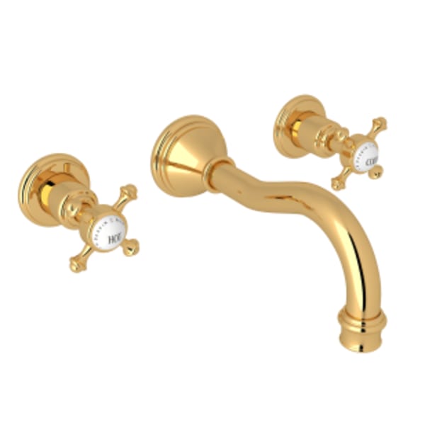 Georgian Era™ Wall Mount Lavatory Faucet in Unlacquered Brass