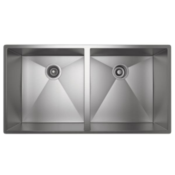 Forze™ 35" Double Bowl Stainless Steel Kitchen Sink in Brushed Stainless Steel
