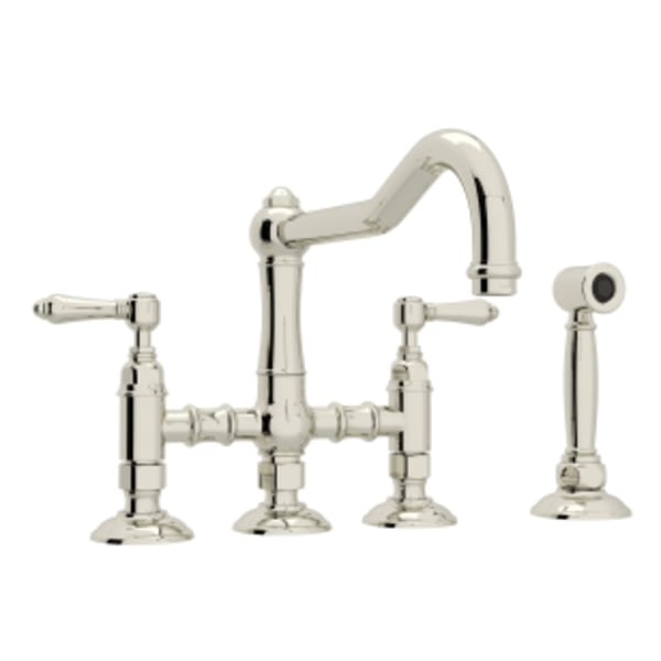 Acqui® Bridge Kitchen Faucet With Side Spray in Polished Nickel
