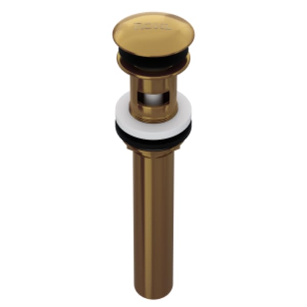Push Drain With Overflow in French Brass