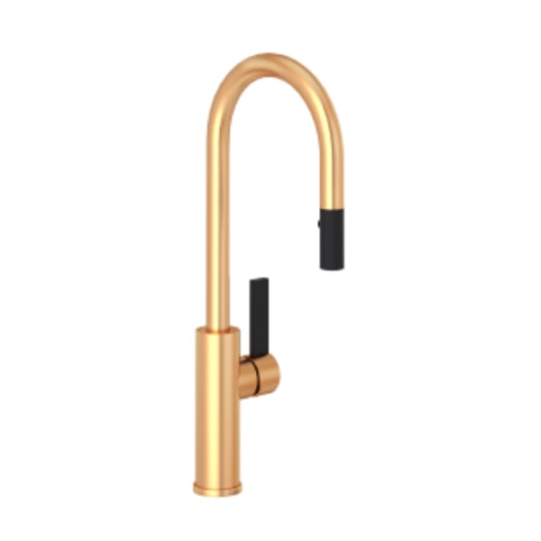 Tuario™ Pull-Down Bar/Food Prep Kitchen Faucet With C-Spout in Satin Gold