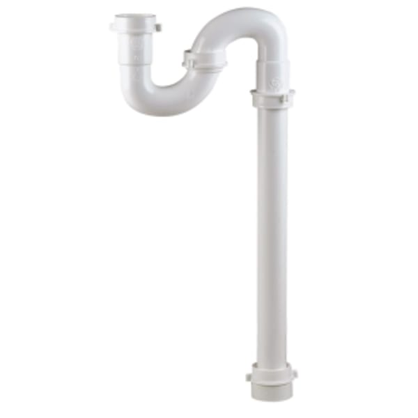 1-1/2" PVC, S-Trap, with Trap Adapter, Soft Washer, - White