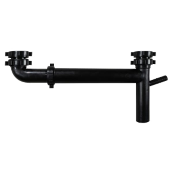 1-1/2" x 16" ABS, End Outlet, Telescoping, 1/2" Branch, - Black