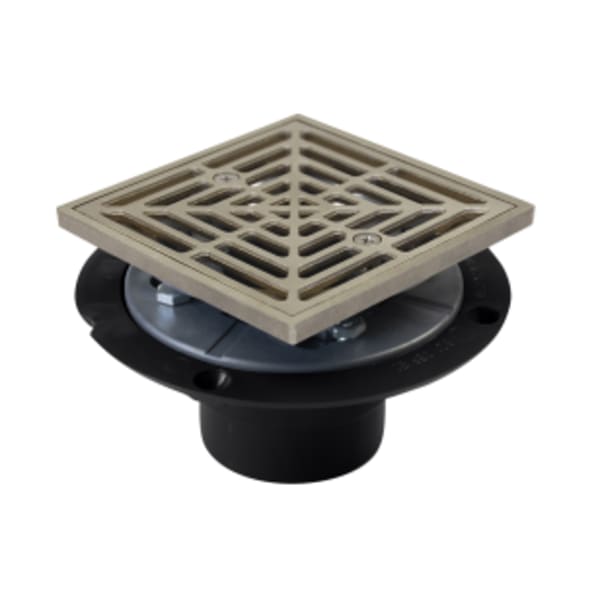 Shower Drain - Nickle Branze - Square Grate 4-1/2" - ABS