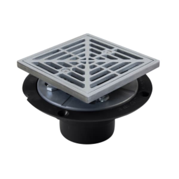 Shower Drain - Matte SS - Square Grate 4-1/2" - ABS
