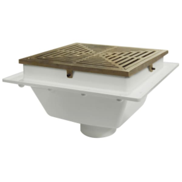 2" Solvent Weld - Square Floor Sink , w/11-3/4" - Nickel Bronze Grate PVC - Body